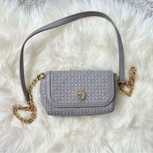 Tory Burch Lavender Crossbody Bag With Gold Chain